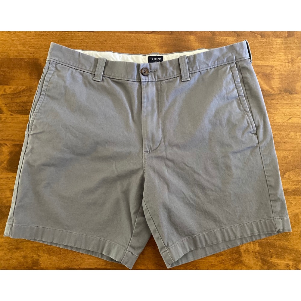 J.Crew Mens 7 Inch Inseam Chino Shorts Gray Size 34 Cotton Twill Casual Summer